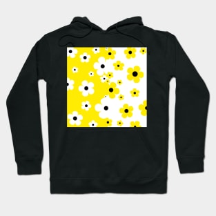 60's Retro Pop Small Flowers in Yellow and White Hoodie